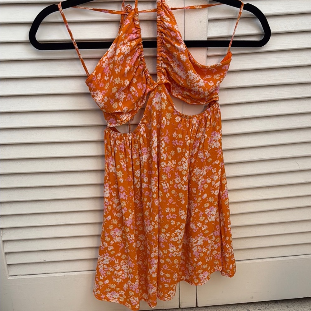 Orange and White Ruffled Tiered Sundress